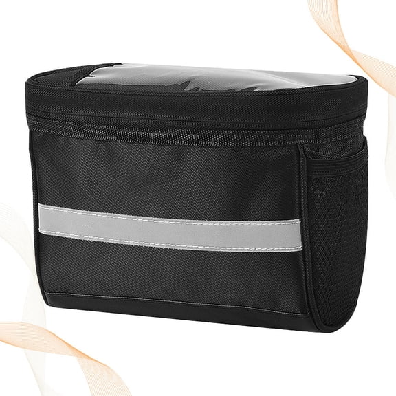 FOMIYES Bike Phone Bag Black Pouch for Cycling with Glue Waterproof Zipper and Reflective Marking