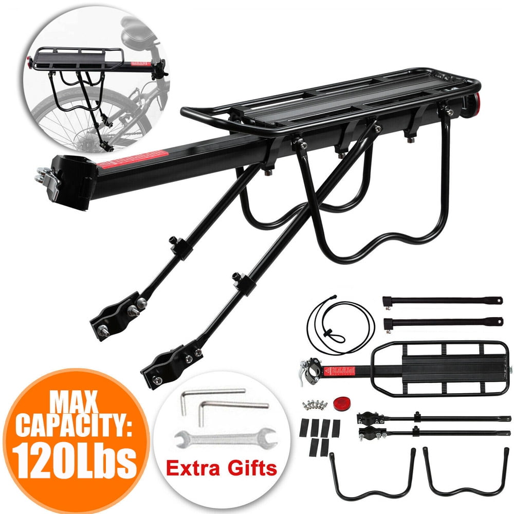 Tianlaimei Bicycles Bike Rack Rear Cargo Rack Adjustable Quick Release Alloy Carrier 120Lb Capacity Holder Seat