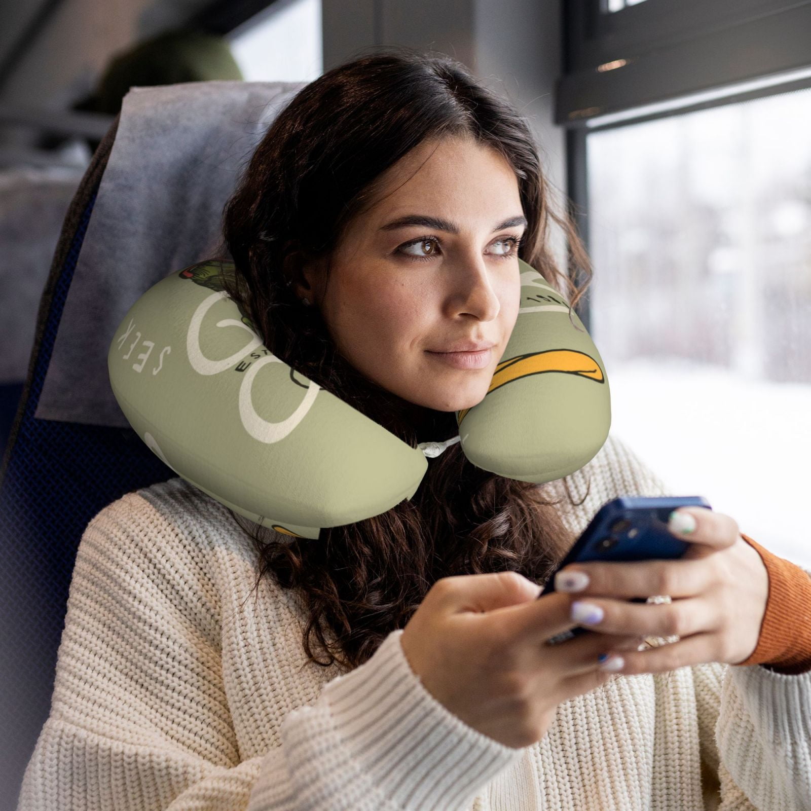 Xecao Dinosaur Print Memory Foam Cervical Neck Pillow Versatile U-Shaped Pillows for Home,Office,Camping,Travelling,Soft Washable Cover