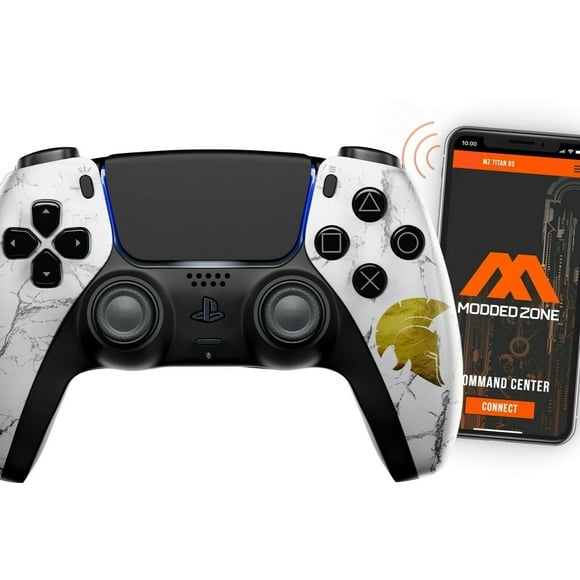 ModdedZone MARBLE MORALE Smart Rapid Fire Custom Modded Controller for PS5 FPS COD games (control mods via phone APP.  Anti Recoil Mod is available via the App)