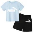 thumbnail image 3 of Conjunto de dos piezas de camiseta y pantalón corto de algodón con estampado informal de moda de verano para niños y niñas de 2 a 12 años, 3 of 5