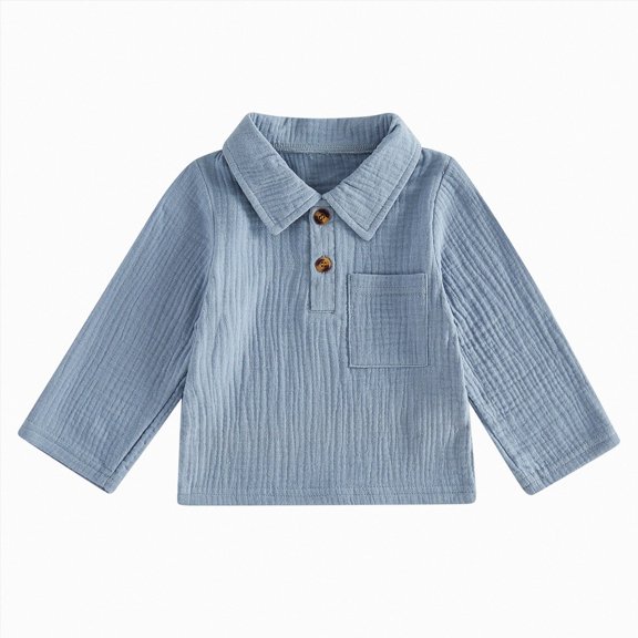 Gerichy Baby Boys Clothes Toddler Infant Boy Button-down Shirt Tops Cotton Linen Long Sleeve Fall T-Shirt 6M-3T