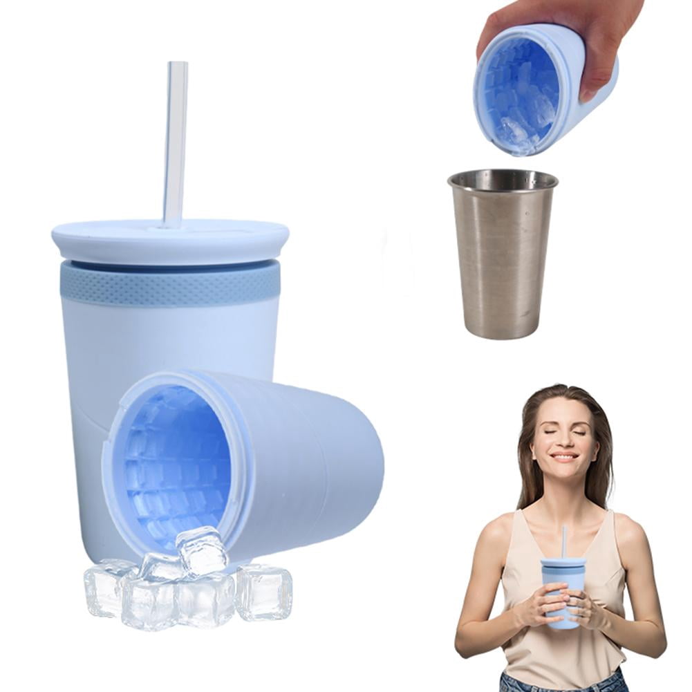Silicone Ice Cube Cylinder, Silicone Ices Bucket, Cylinder IceCube Mold Ice Trays, Mini Ices Tray Mold Cup with Lid Crushed IceMaker Cup for Coffee Juice Tea Cocktail Chilling