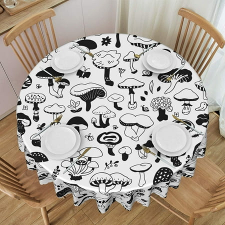 

Tablecloth Mushroom Table Cloth For Circular Tables Waterproof Resistant Picnic Table Covers For Kitchen Dining/Party