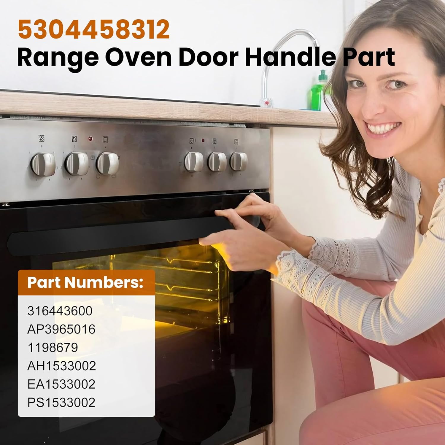 Upgraded 5304458312 Oven Door Handle Replacement Compatible with Kenmore Frigidaire Electrolux Electric Range Oven Stove Handle Replaces 316443600 AP3965016,Include 2 PC 316433300 Screws Black