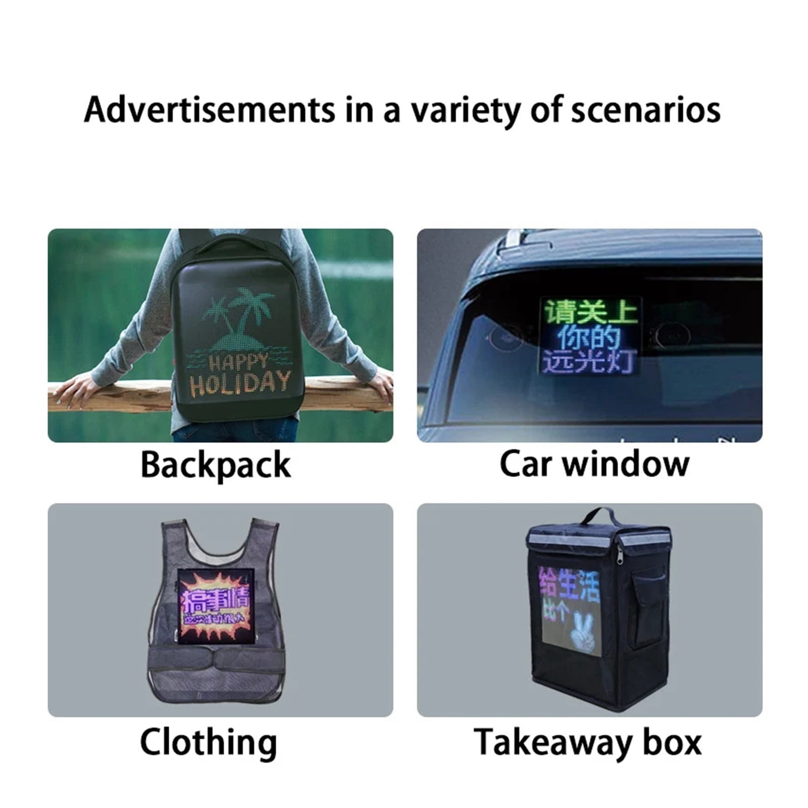 Hologram Fan Projector, 64*64 LED Display Screen On Car Rear Window Billboard Bluetooth APP Control Full Color Lighting Show Expression Screen Panel