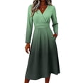 thumbnail image 4 of Women's Fall Boho Maxi Dress Plus Size Flowy Casual V Neck Wrap Dress Elegant Holiday Party Dresses, 4 of 6