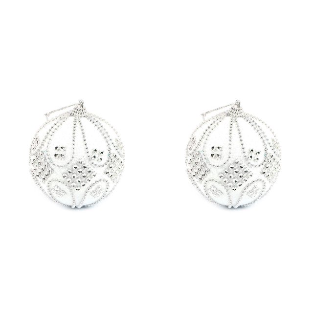 Christmas Ornament Glitter Baubles Decoration 8CM Hangs for Festive Tree Home*2 Pack