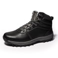 thumbnail image 3 of Botas de nieve gruesas, botas Martin cálidas, zapatos para exteriores para hombre que combinan con todo, cuero forrado con vellón, 3 of 5