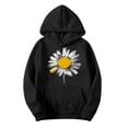 thumbnail image 2 of Yteetum Women's Fleece Hoodies Oversized Long Sleeve Cotton Pullover Hooded Sweatshirts Tops Fall Casual Graphic Print Drop Shoulder Loose Comfy Basic Sweatshirt, 2 of 3