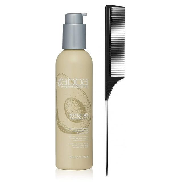 ABBA Style Gel Medium Hold, 6 Fl oz (with Free Tail Combs)
