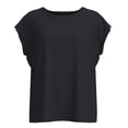 thumbnail image 1 of Blusa George para Mujer con Cuello Redondo, Manga Corta con Cortes Negro Talla G, 1 of 4