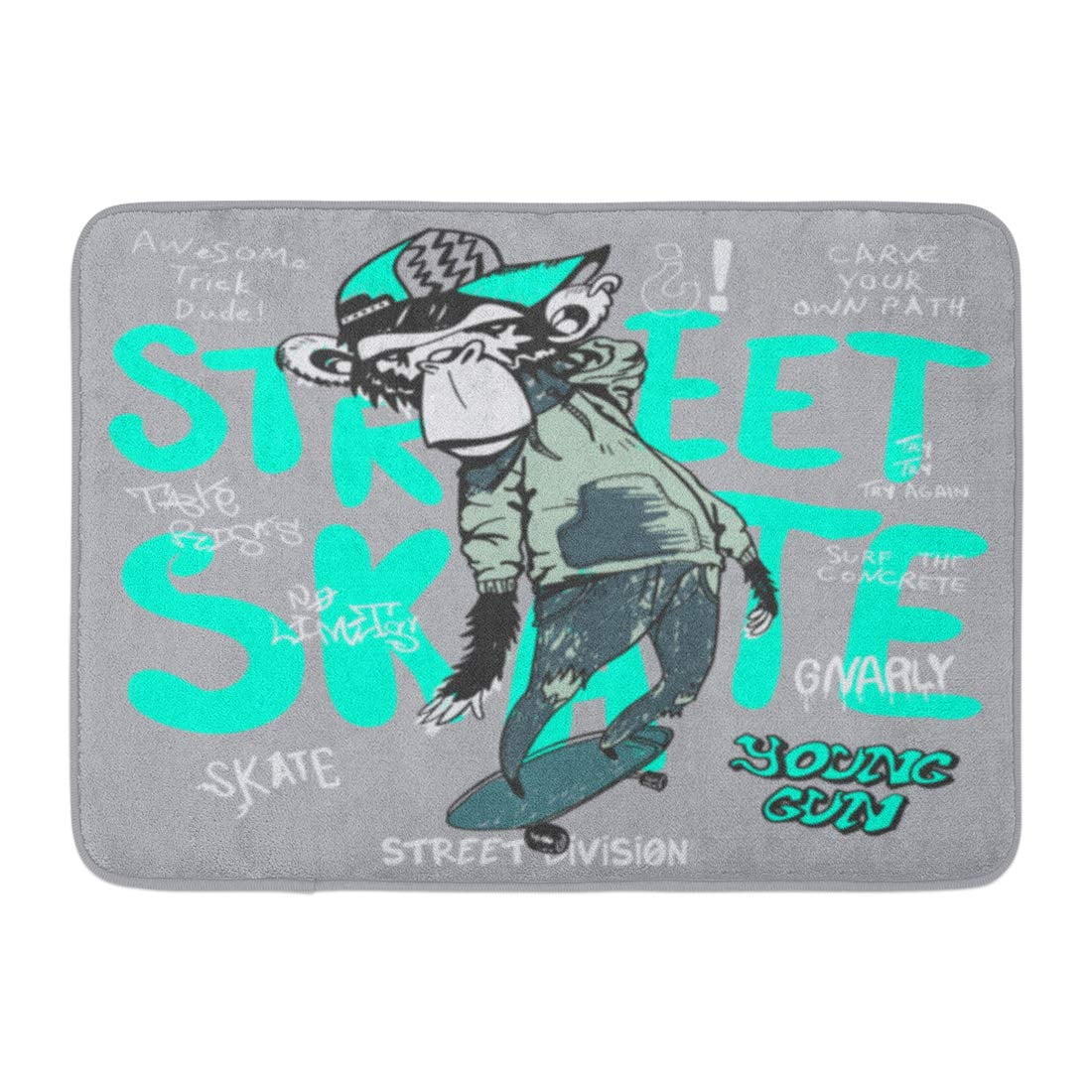 GODPOK Graphic Skateboard Hand Drawn Monkey Skateboarding for Cartoon