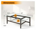 thumbnail image 5 of 42 Inch Glass Coffee Table with Storage, 2-Tier Rectangular Center Table for Living Room, Tempered Glass Top & Rubber Wood Legs, Modern Cocktail Table for Office & Home, 5 of 9