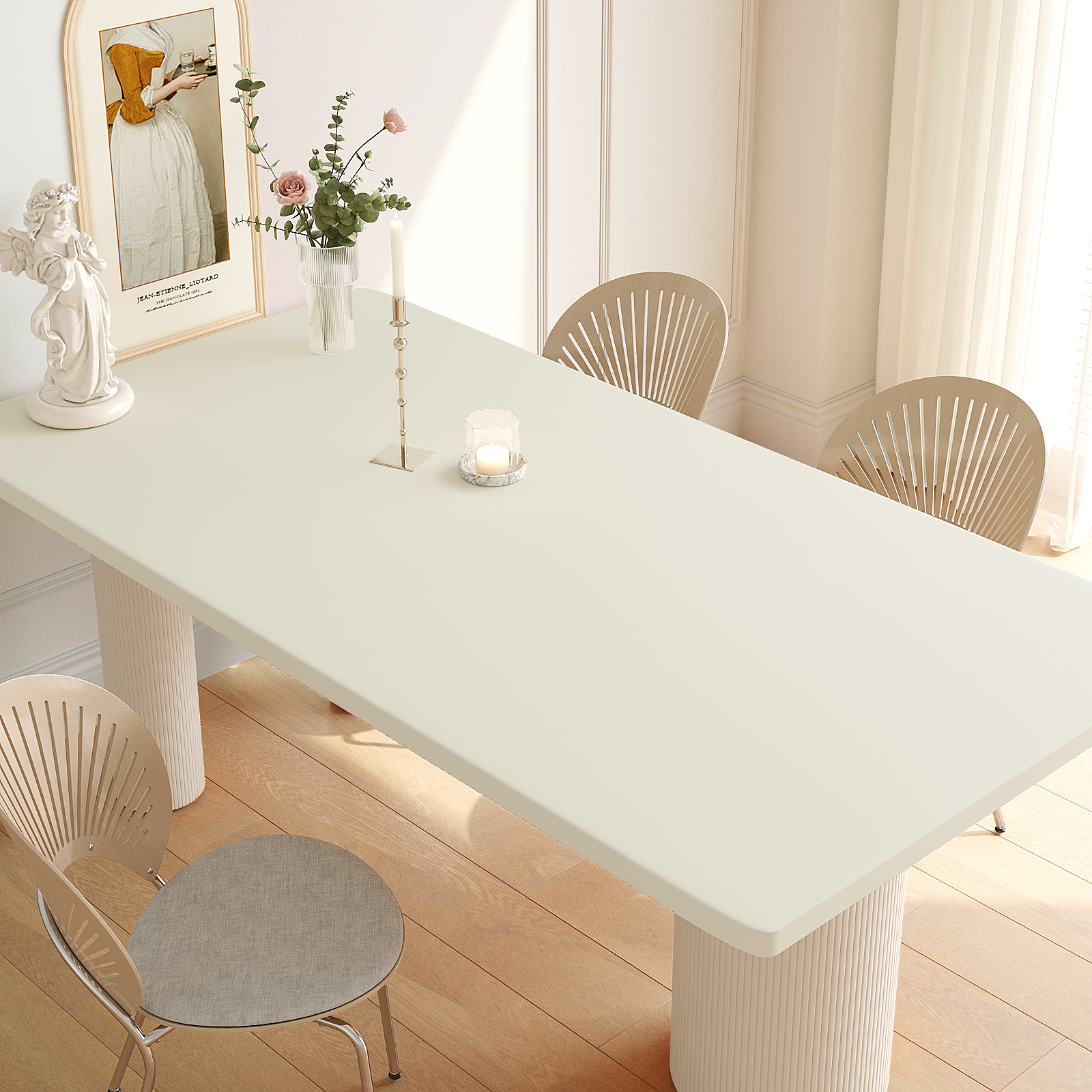 VEELIKE Off-White Wallpaper Solid White Peel and Stick Wallpaper for Bedroom Walls Self Adhesive Vinyl Roll Removable Thick White Contact Paper for Cabinets Shelves Kitchen Furniture 15.7''x354''