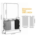 thumbnail image 2 of Yucurem Rolling Laundry Basket with Hanging Bar, 150L 3-Section Heavy-Duty Laundry Hamper Cart, with Lockable Wheels & Removable Bags, 2 of 9