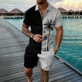 thumbnail image 1 of Vedolay Workout Short Sets Men's 2 Pieces Cotton Set Shirt and Shorts Summer Outfits,Black 4XL, 1 of 3