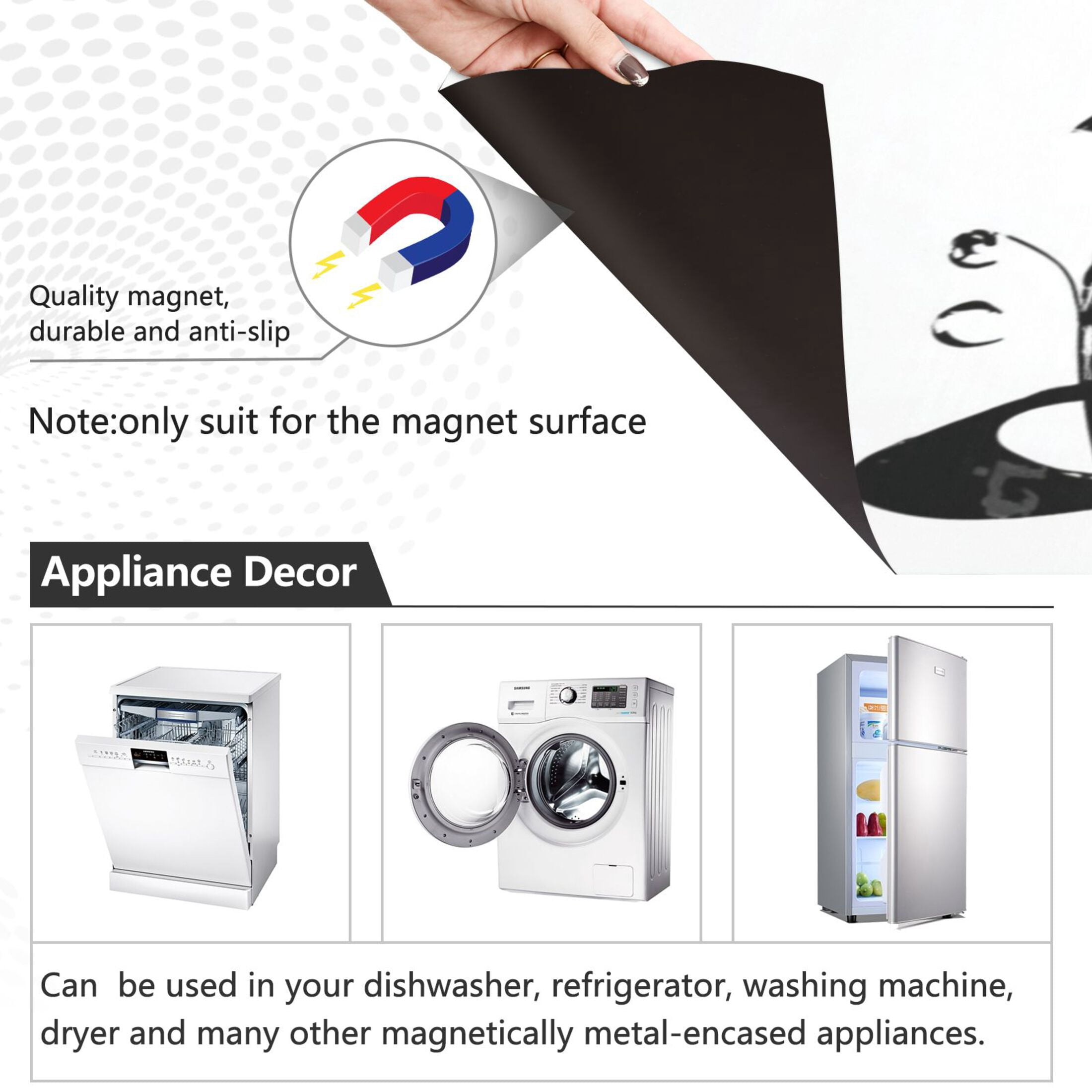 IAUYY Magnetic decorative sticker - 23x26 Inch PVC Refrigerator Decorative Cover, Removable DIY Art for Kitchen Appliances The Outline Forms The Whole