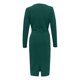 thumbnail image 5 of Vestido de mujer liso ajustado de manga larga con escote en V profundo, plisado, largo y ajustado, con cierre de cadera, 5 of 5