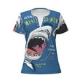 thumbnail image 3 of Naloa Great White Shark Print T-Shirts Short Sleeve V Neck Tees for Women Fashion Tops Trendy Lightweight Soft Casual Summer Outfits Clothes, 3 of 5