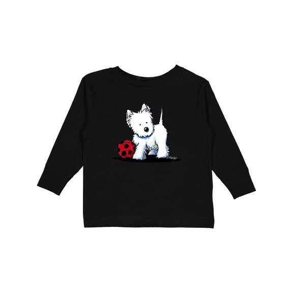 Inktastic Westie with Ball Boys or Girls Long Sleeve Toddler T-Shirt