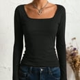 thumbnail image 3 of kaprioy Womens Boat Neck Tops Casual Fitted Tee Shirts Solid Color Fall Basic Clothes Long Sleeve Shirts Women's Long Sleeve Top Side Ruched Shirt, 3 of 6