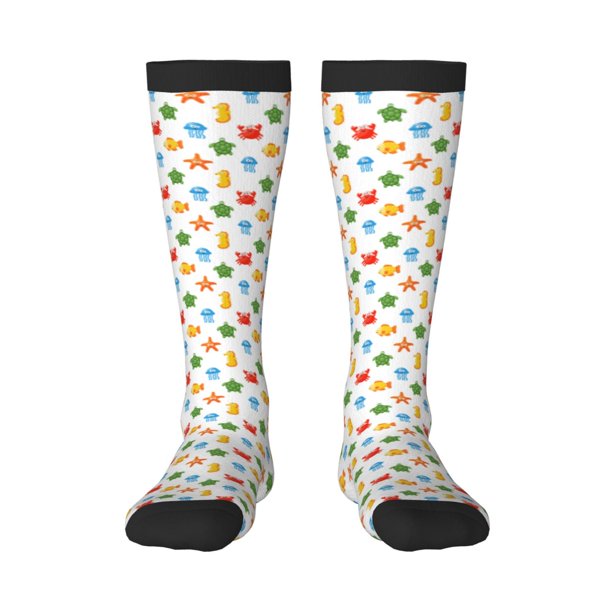 Fotbe Undersea Animals Calcetas Divertidas Estampadas para Hombre y Mujer, Calcetas de Algodón hasta la Rodilla para Caminar, Correr, Enfermería y Embarazo