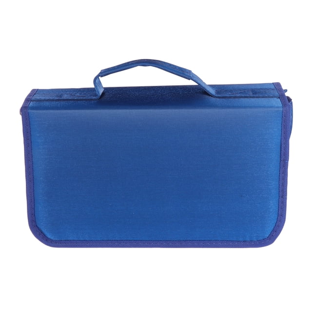 Mercerized Cloth 128 Pieces CD Storage Pouch Large Capacity Handheld CD Bag Fashion CD Supplies (Blue)