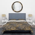 thumbnail image 1 of Designart 'Gold Checkered Pattern I' Mid-Century Duvet Cover Set, 1 of 4