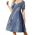 thumbnail image 1 of Vestido de fiesta elegante de lujo con mangas cortas y estampado de acuarela de ballena jorobada para mujer., 1 of 7