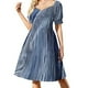 thumbnail image 1 of Vestido de fiesta elegante de lujo con mangas cortas y estampado de acuarela de ballena jorobada para mujer., 1 of 7
