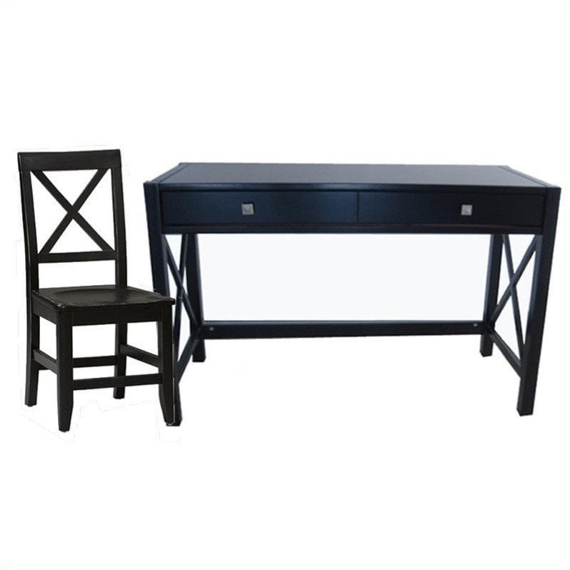 Linon Anna Wood Writing Desk W Chair Set In Distressed Antique