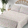 thumbnail image 3 of Ambesonne Flower Fitted & Flat Sheet with Shams 4 Pcs Set, English Garden Vibes Roses, Queen, Eggshell Fawn and Soft Blue, 3 of 5