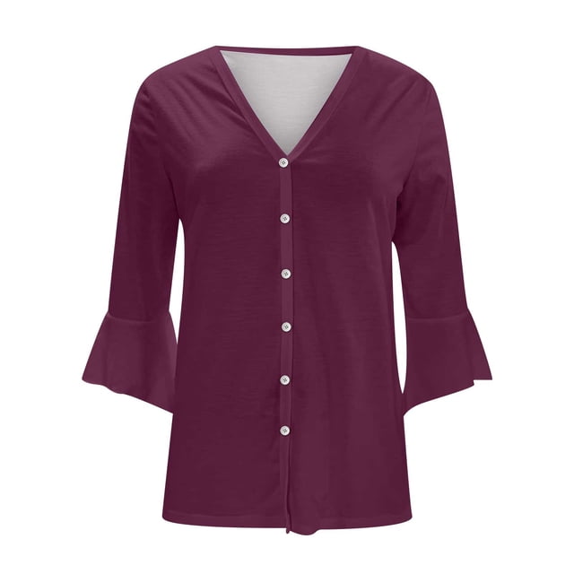 QUYUON Cardigans à Col en V Rabais Manches Longues Cardigans Tendance d'Automne Cardigan en Polyester Cardigan pour Femmes Veste Style Q-672 Chandail Tricoté d'Hiver Manteau d'Extérieur Violet P