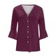 thumbnail image 2 of ICHUANYI Liquidación Cárdigan de manga abombada con estampado floral para mujer, blusa holgada, manga 3/4, con volantes y botones frontales abiertos ICHUANYI WER202308256229, 2 of 3