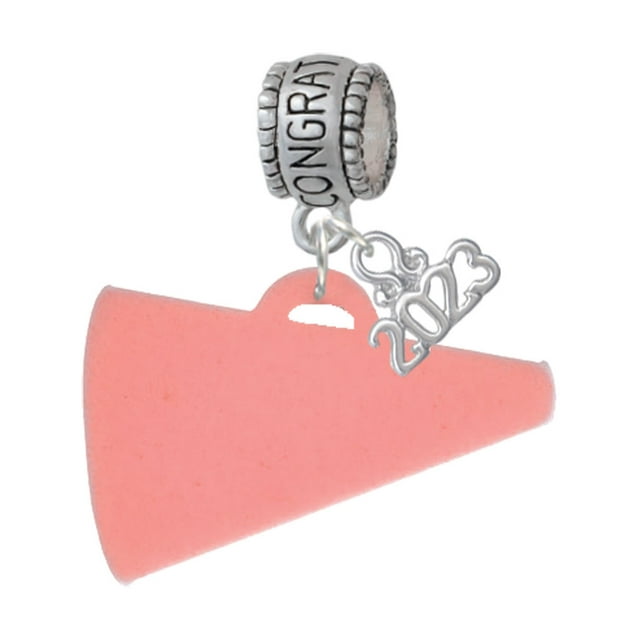 Delight Jewelry Acrylic 1.25" Pink Megaphone Congratulations Charm Bead