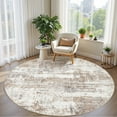 thumbnail image 4 of UERMEI 8'x8' Round Area Rugs for Living Room, Washable Non Slip Indoor Rug for Bedroom Home Decor Carpets, Modern Abstract Printed Carpet, Brown, 4 of 7