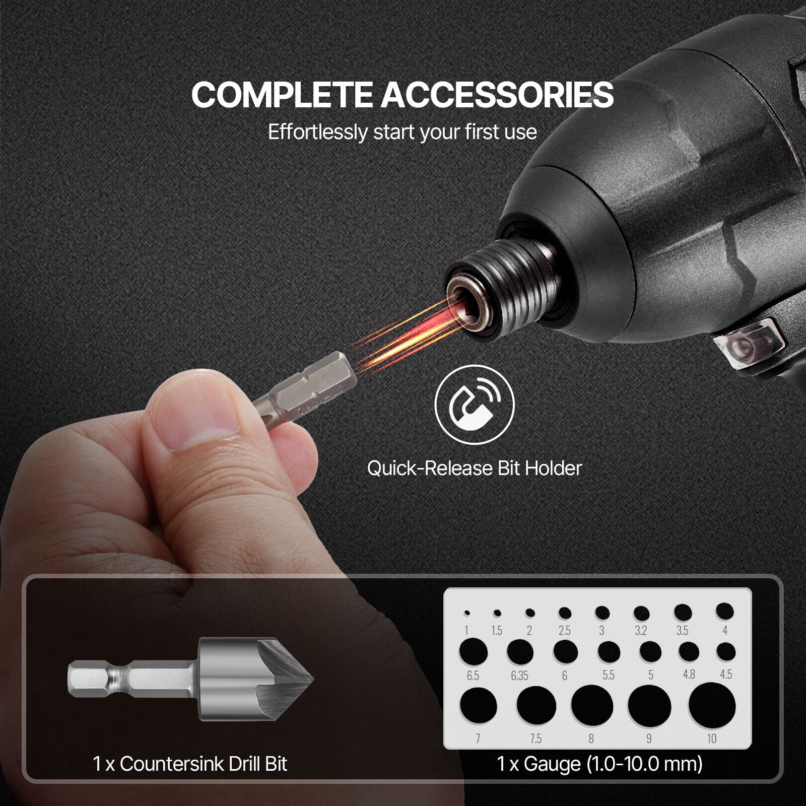 101-Piece Drill and Driver Bit Set HSS/Carbon Steel CR-V Bits Organized Storage Case Countersink Drill for Metal Wood Masonry