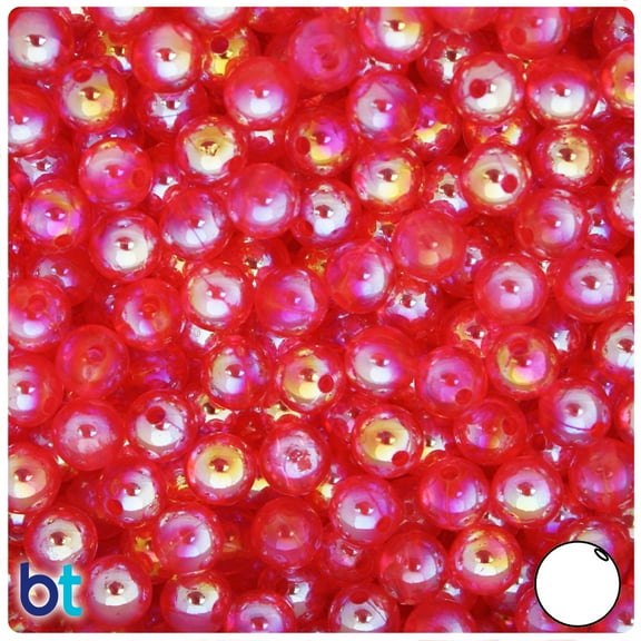 BeadTin Dark Pink AB Transparent 8mm Round Plastic Beads (150pcs)