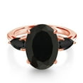 thumbnail image 3 of Gem Stone King 5.76 Ct Oval Black Onyx 18K Rose Gold Plated Silver Ring, 3 of 6