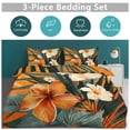 thumbnail image 5 of 3 Pcs Soft Bedding Set, Includes 1 Duvet Cover with Zipper And 2 Pillow,Shams Hawaiian Hibiscus Garden Orange Flowers Full(79"×90"), 5 of 8