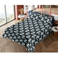 thumbnail image 4 of Ambesonne Nature Fitted & Flat Sheet with Sham 3 Pcs Set, Botany Jungle Flowers Print, Twin, Black White Soft Blue, 4 of 5