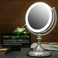 thumbnail image 5 of Ovente Lighted Makeup Mirror Tabletop 7.5 Inch 1X 10X Magnifier Dimmable Adjustable Double Side Spinning LED Acrylic Edge Battery USB Powered Vanity Skin Care Round Large Nickel Brushed MGT75BR1X10X, 5 of 12