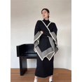 thumbnail image 2 of Conjunto de vestidos de dos piezas para mujer, capa de punto a la moda, capa de bloque y Vestido de manga larga liso, 2024, 2 of 5