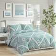 thumbnail image 2 of HAOK Duvet Cover Set Queen Size, 3 Pieces Soft Washed Microfiber Duvet Cover with Zipper Closure & Corner Ties, Green & White Diamond, 2 of 7