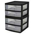 thumbnail image 1 of Homz Plastic 2 Drawer Medium Storage Cart, Black Frame with Clear Drawer, 2 Pack, 1 of 9