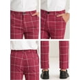 thumbnail image 6 of INSPIRE CHIC Men's Dress Plaid Slim Fit Flat Front Business Checked Trousers 40 Burgundy, 6 of 7