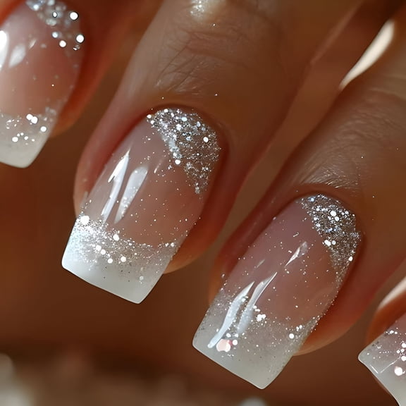 RAGUPEL press on nails square, durable press on nails french tip, long press on nails