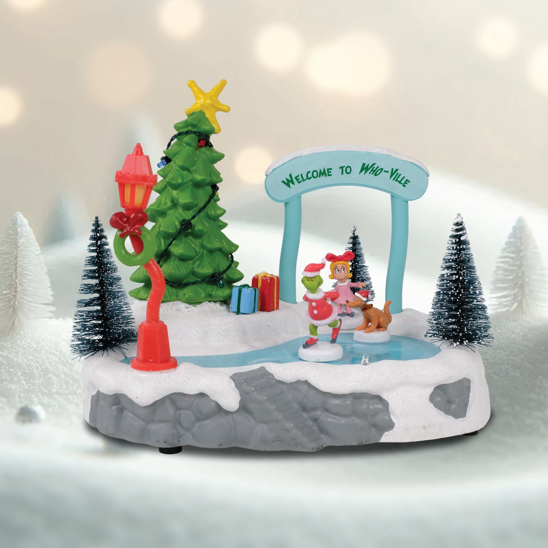 Dr. Seuss The Grinch Whoville Skating Scene Tabletop Christmas Figurine
