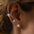 thumbnail image 2 of Beautlace 3 Pairs 925 Sterling Silver Cross Birthstone Earrings Set for Women, Flower Studs and Ear Cuffs Jewelry Set Birthday Christmas Anniversary Gift for Her, 2 of 13